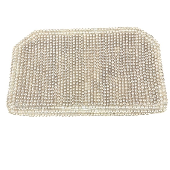 Reina Elegant Evening Ivory Faux Pearl Beaded Clutch Vintage 50’s Made in Japan - Picture 6 of 10